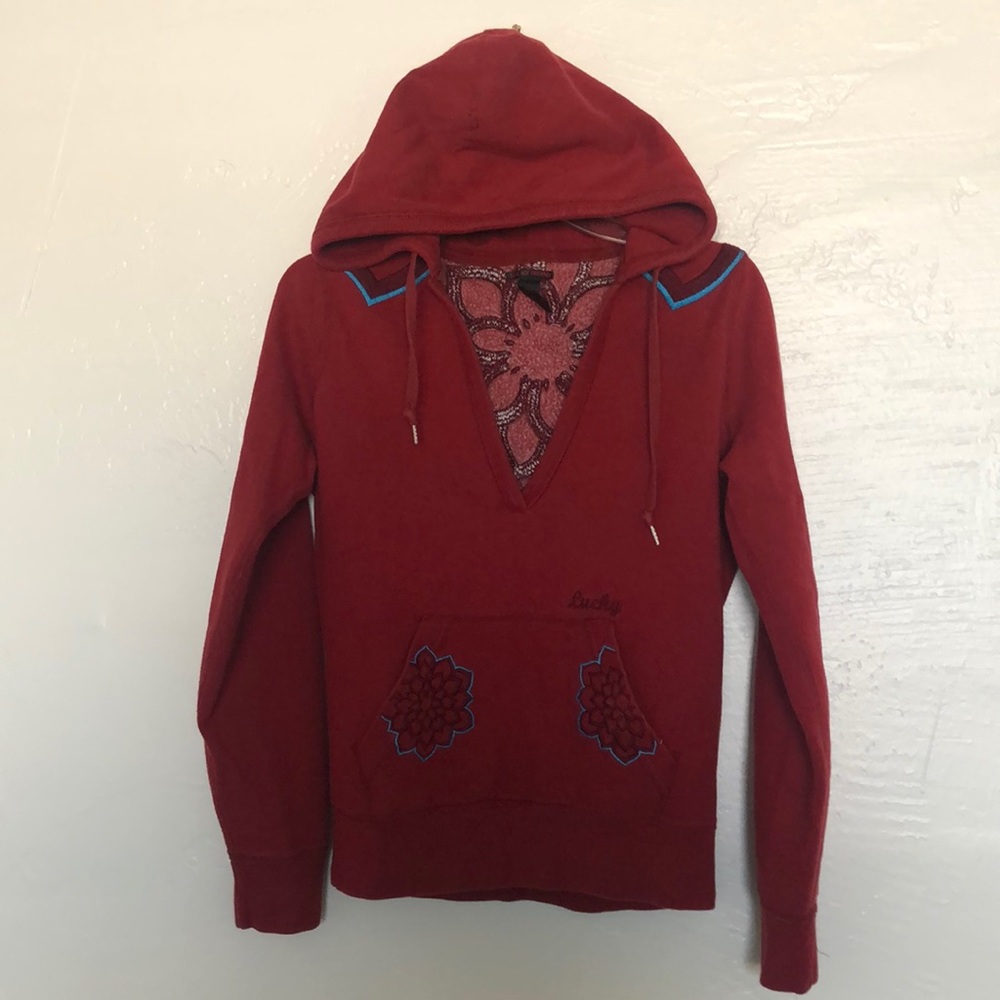 Get Lucky Cranberry and Blue Sweatshirt
